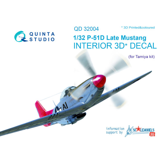 Quinta QD32004 - 1/32 3D-Printed coloured interior for P-51D Late Tamiya kit