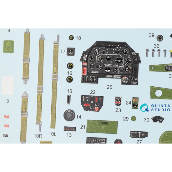 Quinta QD32005 - 1/32 3D-Printed & Coloured Interior P-51D Early Tamiya Kit