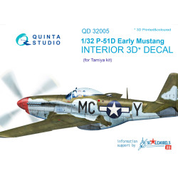 Quinta QD32005 - 1/32 3D-Printed & Coloured Interior P-51D Early Tamiya Kit
