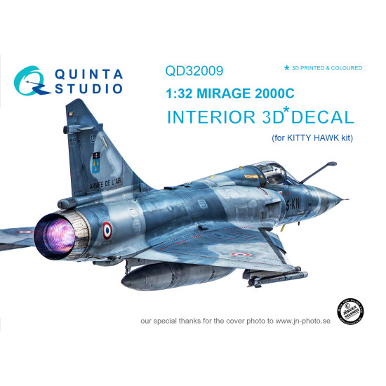 Quinta QD32009 - 1/32 3D-Printed interior for Mirage 2000C (Kitty Hawk)
