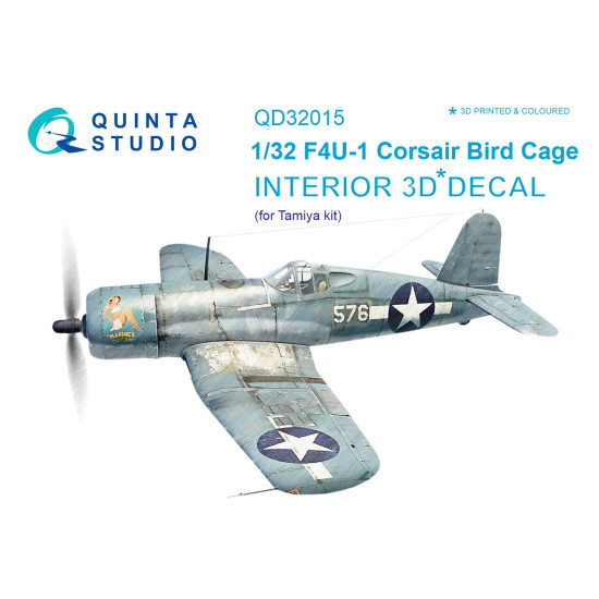 Quinta QD32015 - 1/32 3D Interior for F4U-1 Corsair (Bird cage) (Tamiya kit)