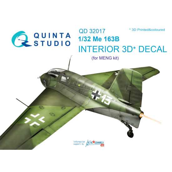 Quinta QD32017 - 1/32 3D-Printed & coloured interior for Me 163B (Meng kit)