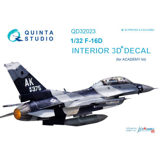 Quinta QD32023 - 1/32 3D-Printed coloured interior for F-16D Academy kit