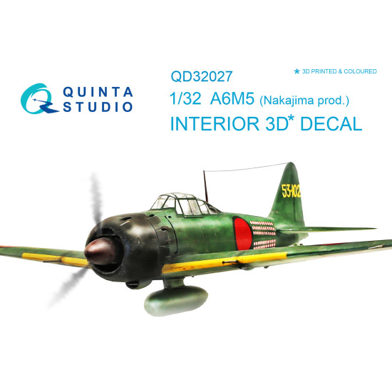 Quinta QD32027 - 1/32 3D-Printed Interior for A6M5 (Nakajima) (Tamiya kit) Quinta QD32027 - 1/32 3D-Printed Interior for A6M5 (Nakajima) (Tamiya kit)