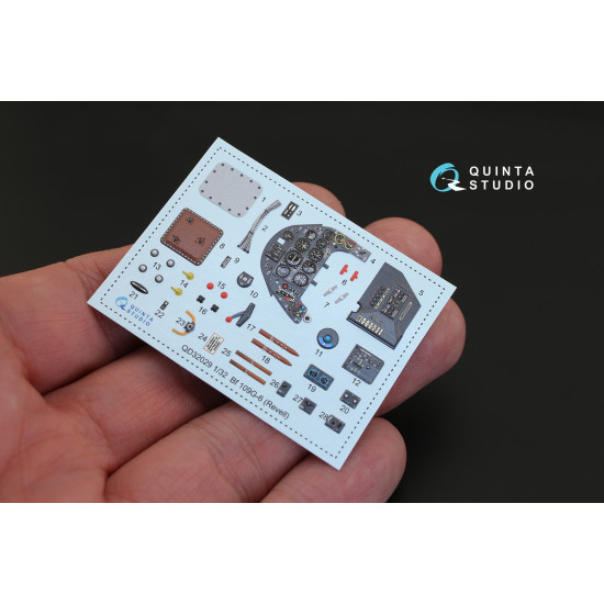 Quinta QD32029 - 1/32 3D-Printed coloured Interior for Bf 109G-6 Revell kit Quinta QD32029 - 1/32 3D-Printed coloured Interior for Bf 109G-6 Revell kit