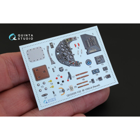Quinta QD32029 - 1/32 3D-Printed coloured Interior for Bf 109G-6 Revell kit Quinta QD32029 - 1/32 3D-Printed coloured Interior for Bf 109G-6 Revell kit