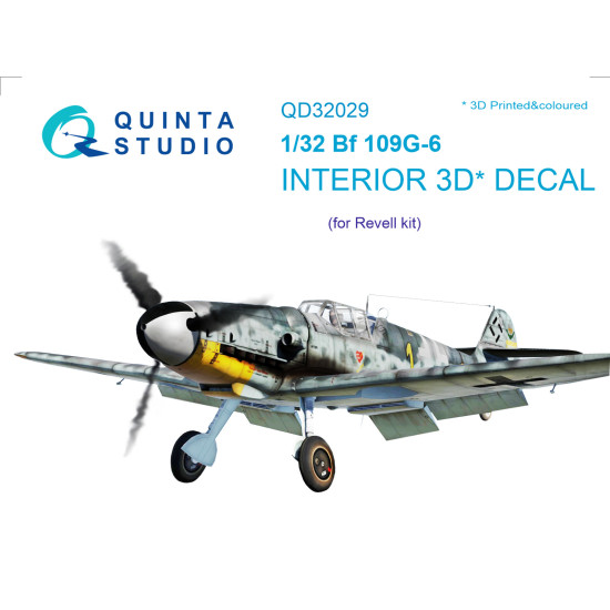 Quinta QD32029 - 1/32 3D-Printed coloured Interior for Bf 109G-6 Revell kit Quinta QD32029 - 1/32 3D-Printed coloured Interior for Bf 109G-6 Revell kit