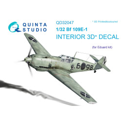 Quinta QD32047 - 1/32 3D-Printed interior for Bf 109E-1 (Eduard kit)