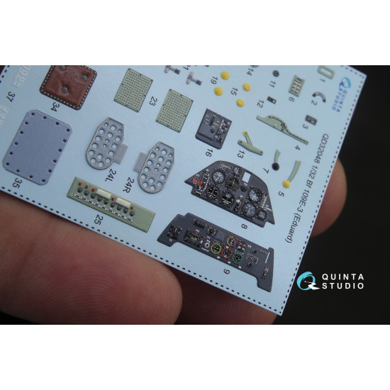 Quinta QD32048 - 1/32 3D-Printed coloured Interior for Bf 109E-3 Eduard kit Quinta QD32048 - 1/32 3D-Printed coloured Interior for Bf 109E-3 Eduard kit