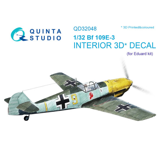 Quinta QD32048 - 1/32 3D-Printed coloured Interior for Bf 109E-3 Eduard kit Quinta QD32048 - 1/32 3D-Printed coloured Interior for Bf 109E-3 Eduard kit