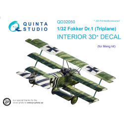Quinta QD32050 - 1/32 3D-Printed & coloured interior for Fokker Dr.1 (Meng kit)