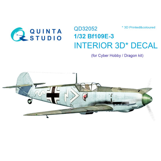 Quinta QD32052 - 1/32 Bf 109E-3 3D-Printed interior (for Cyber-hobby/Dragon kit)
