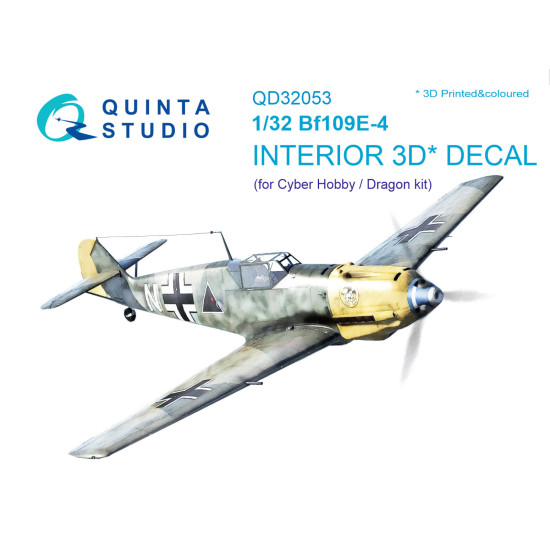 Quinta QD32053 - 1/32 3D-Printed interior for Bf 109E-4 (Cyber-hobby/Dragon kit)