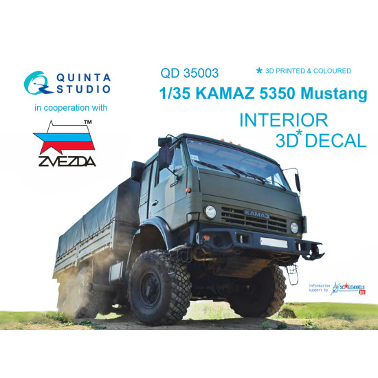 Quinta QD35003 - 1/35 KAMAZ 535 Mustang Family 3D-Printedcoloured Interior