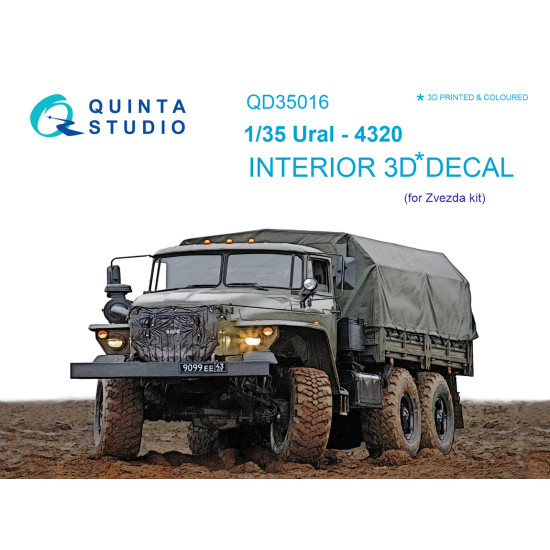 Quinta QD35016 - 1/35 3D-Printed & Coloured Interior for Ural-4320 Zvezda Kit