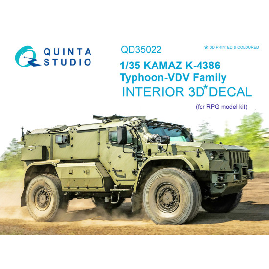 Quinta QD35022 - 1/35 3D-Printed Interior for KAMAZ K-4386 Typhoon (RPG-model kit) Quinta QD35022 - 1/35 3D-Printed Interior for KAMAZ K-4386 Typhoon (RPG-model kit)