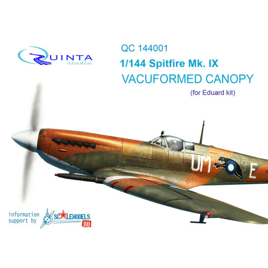 Quinta QC144001 - 1/144 Spitfire Mk.IX vacuformed clear canopy 3 pcs (for Eduard)