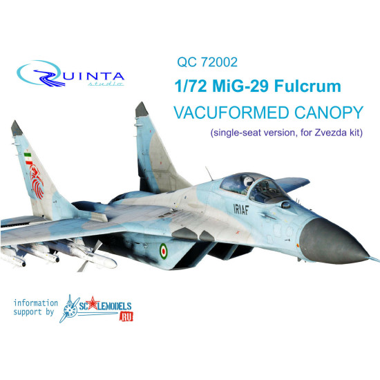 Quinta studio's QC7002 - 1/72 Vacuformed canopy for MiG-29 2x Zvezda kit