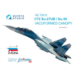 Quinta studio's QC72012 - 1/72 Vacuformed clear canopy for Su-27UB/Su-30 (Zvezda kit)