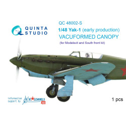 Quinta studio's QC48002-S - 1/48 Vacu clear canopy, 1 pcs for Yak-1 (early) (Modelsvit kit)