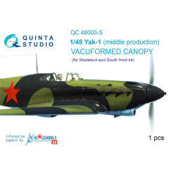 Quinta studio's QC48003-S - 1/48 Vacuum clear canopy, 1 pcs for Yak-1 (middle) (Modelsvit kit)