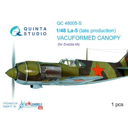 Quinta studio's QC48005-S - 1/48 Vacuformed clear canopy, 1 pcs for La-5 (late) (Zvezda)