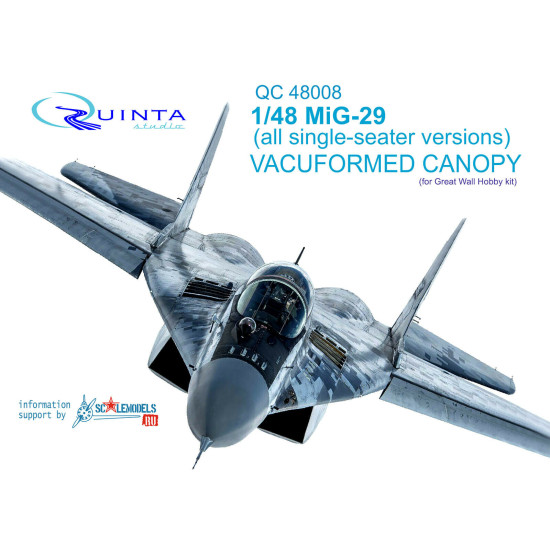 Quinta studio's QC48008 - 1/48 Vacuformed clear canopy for MiG-29 (All single version) GWH Quinta studio's QC48008 - 1/48 Vacuformed clear canopy for MiG-29 (All single version) GWH