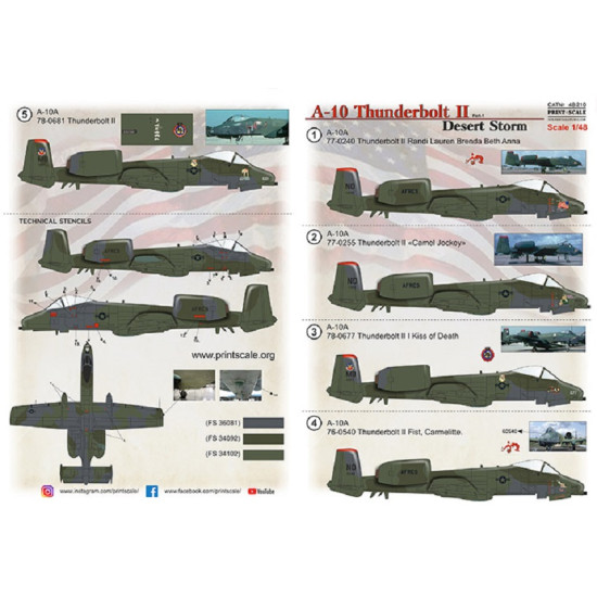 Print Scale 48-210 - 1/48 A-10 Thunderbolt II Desert Storm. Part 1 Decal Sheet