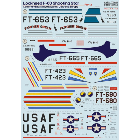 Print Scale 72-448 - 1/72 Lockheed F-USA & Europe Part 2 aircraft Decal