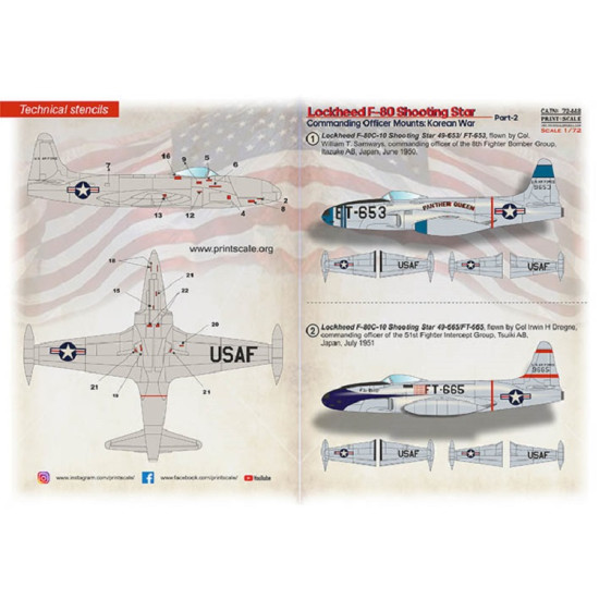 Print Scale 72-448 - 1/72 Lockheed F-USA & Europe Part 2 aircraft Decal