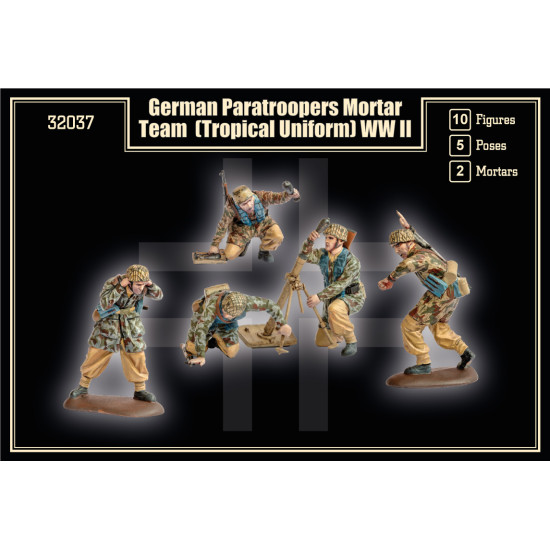 Mars Figures 32037 - 1/32 German Paratrooper Mortar Team (tropical uniform) WWII