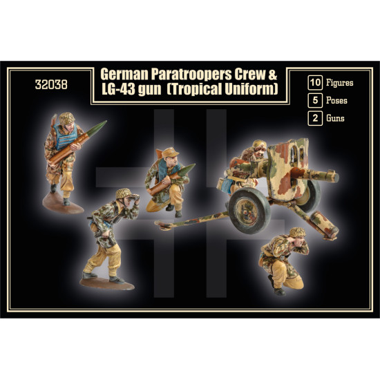 Mars Figures 32038 - 1/32 German Paratrooper Crew & LG-43gun tropical uniform
