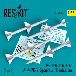Reskit RS32-0321 - 1/32 AIM-7E-2 Sparrow III missiles (4pcs) Wheels, weapons