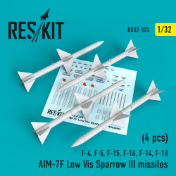 Reskit RS32-0323 - 1/32 scale AIM-7F Low Vis Sparrow III missiles (4pcs)