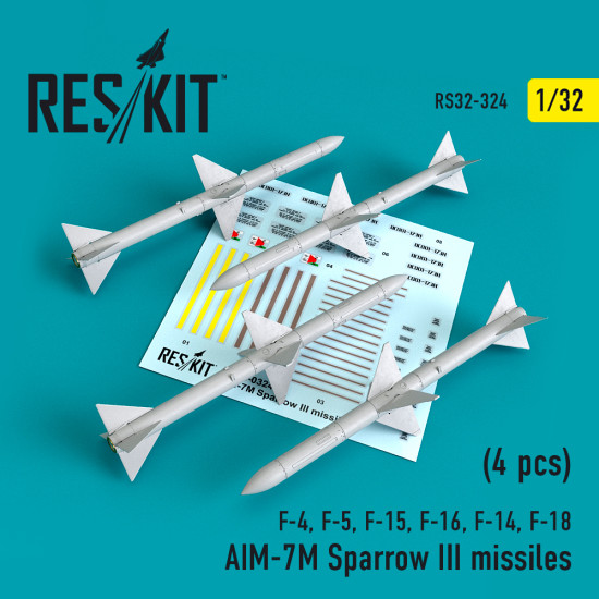 Reskit RS32-0324 - 1/32 scale AIM-7M Sparrow III missiles (4pcs)