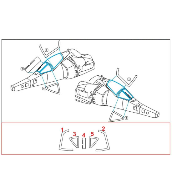 Metallic Details MDM4811 - 1/48 Harrier GR1/GR3. Canopy masks for scale model Aircraft Kinetic kit