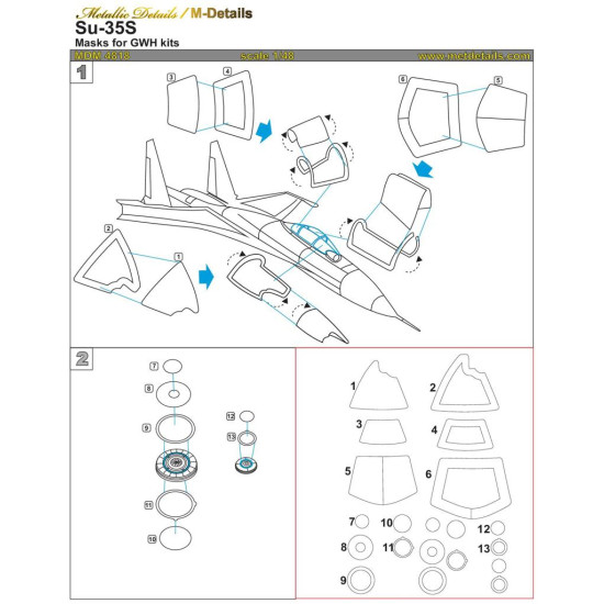 Metallic Details MDM4818 - 1/48 Su-35S. Masks for scale model Great Wall Hobby kit