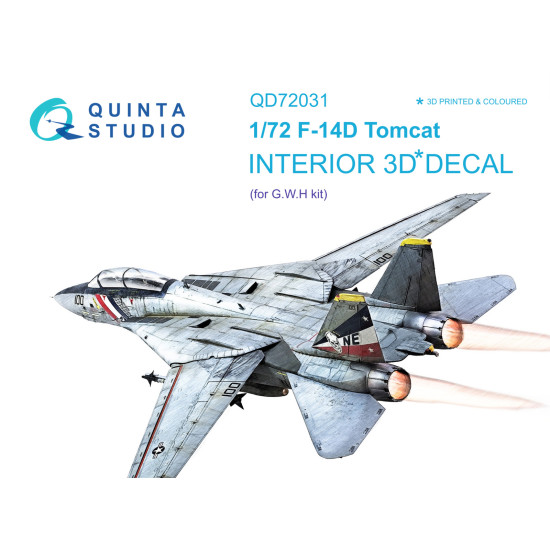 Quinta studio QD72031 - 1/72 F-14D 3D-Printed & coloured Interior on decal paper (GWH)