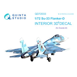 Quintas studio QD72033 - 1/72 Su-33 3D-Printed & Coloured interior on Decal paper (Zvezda)
