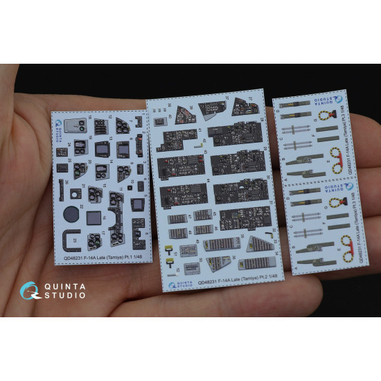 Quintas studio QD48231 - 1/48 F-14A Late 3D-Printed & Coloured Interior on Decal Paper (Tamiya)