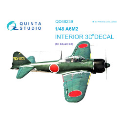 Quintas Studio QD48239 - 1/48 A6M2 Zero 3D-Printed & Coloured Interior on Decal Paper (Eduard)