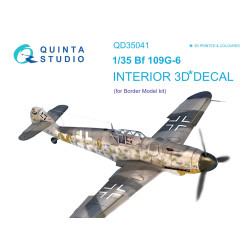 Quinta studios QD35041 - 1/35 Bf 109G-6 3D-Printed & Coloured Interior on Decal Paper (Border Model)