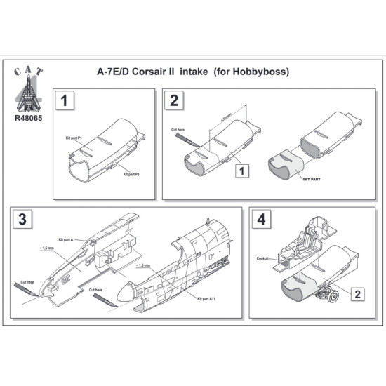 CAT4-R48065 - 1/48 A-7E/D Corsair II  intake  for Hobbyboss scale plastic model kit