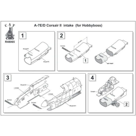 Us Stock Cat4-r48065 - 1/48 A-7e/D Corsair Ii Intake For Hobbyboss Scale Plastic Model Kit Us Stock Cat4-r48065 - 1/48 A-7e/D Corsair Ii Intake For Hobbyboss Scale Plastic Model Kit