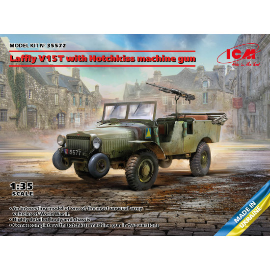 ICM 35572 - 1/35 Laffly V15T with Hotchkiss machine gun, scale plastic model kit