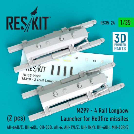 Reskit RS35-0024 - 1/35 M310 - 2 Rail Launcher for Hellfire missiles (2 pcs)