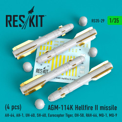 Reskit RS35-0029 - 1/35 AGM-114K Hellfire II missiles (4 pcs), scale model kit