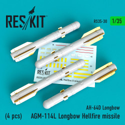 Reskit RS35-0030 - 1/35 AGM-114L Longbow Hellfire missiles (4 pcs) scale model kit