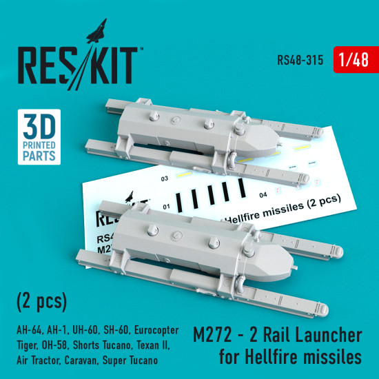 Reskit RS48-0315 - 1/48 M272 - 2 Rail Launcher for Hellfire missiles (2 pcs)