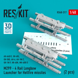 Reskit RS48-0317 1/48 M299 4 Rail Longbow Launcher for Hellfire missiles (2 pcs)